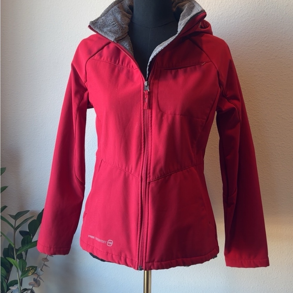 Free Country Red Hooded Softshell Jacket